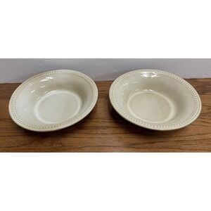 Set of 2 Pier 1 Spice Route Sesame Round Soup Cereal Bowls - 8" - Beaded Edge